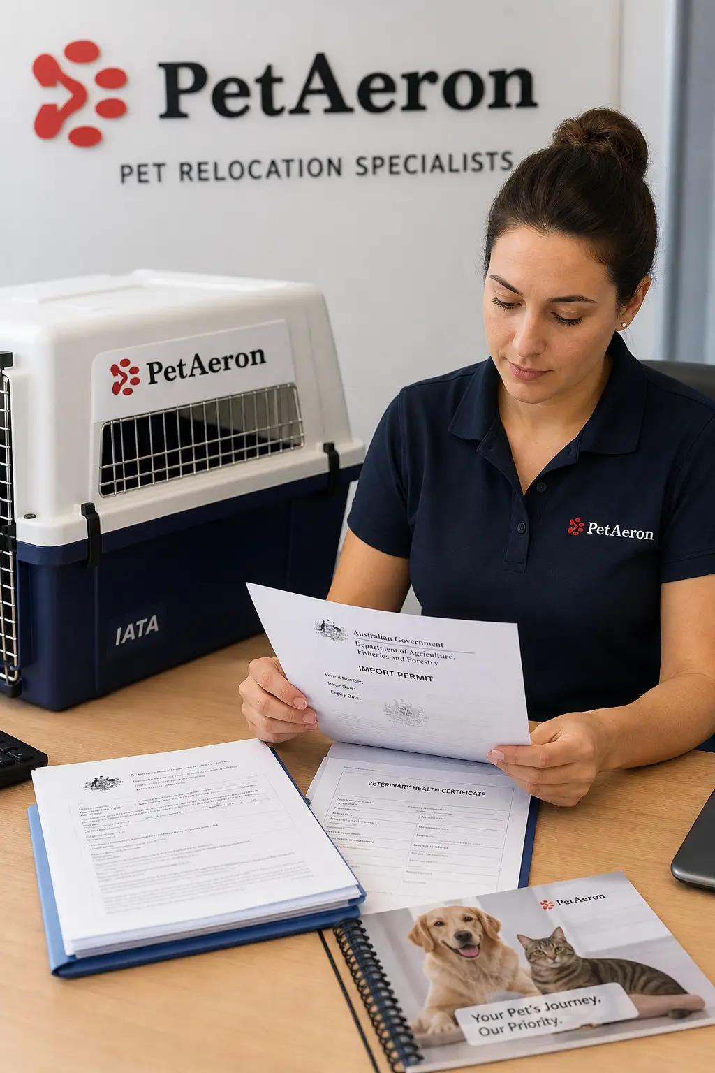 PetAeron specialist managing pet transport from India to Adelaide with DAFF biosecurity import permit document checks