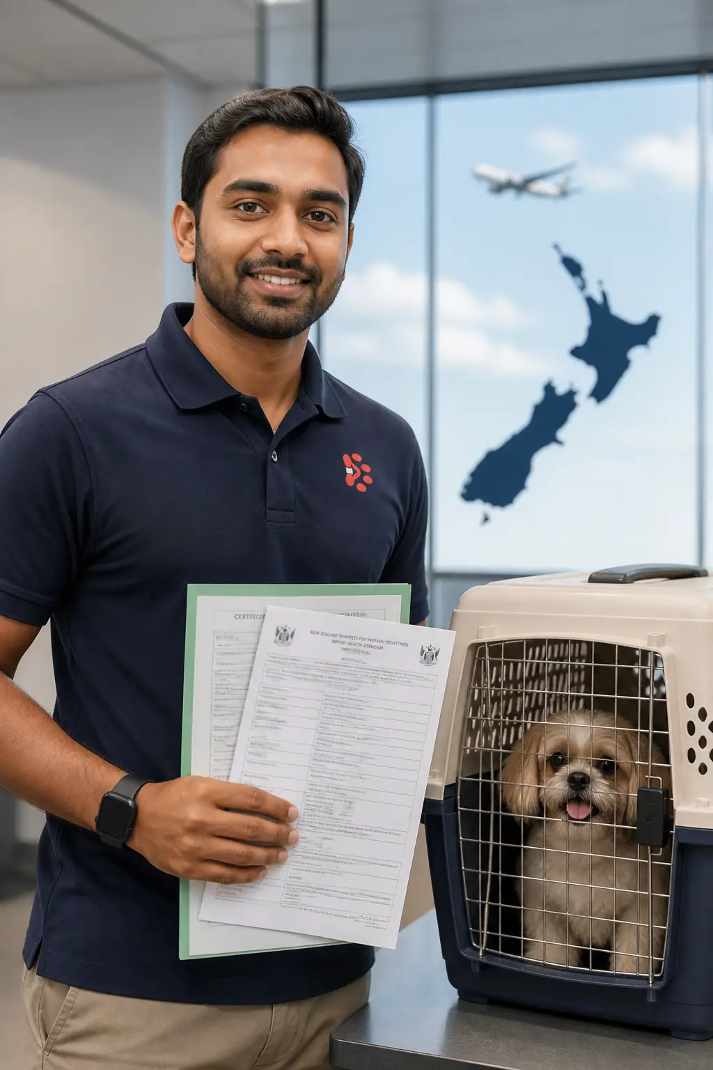 PetAeron specialist managing pet transport from India to Palmerston North with MPI biosecurity document checks
