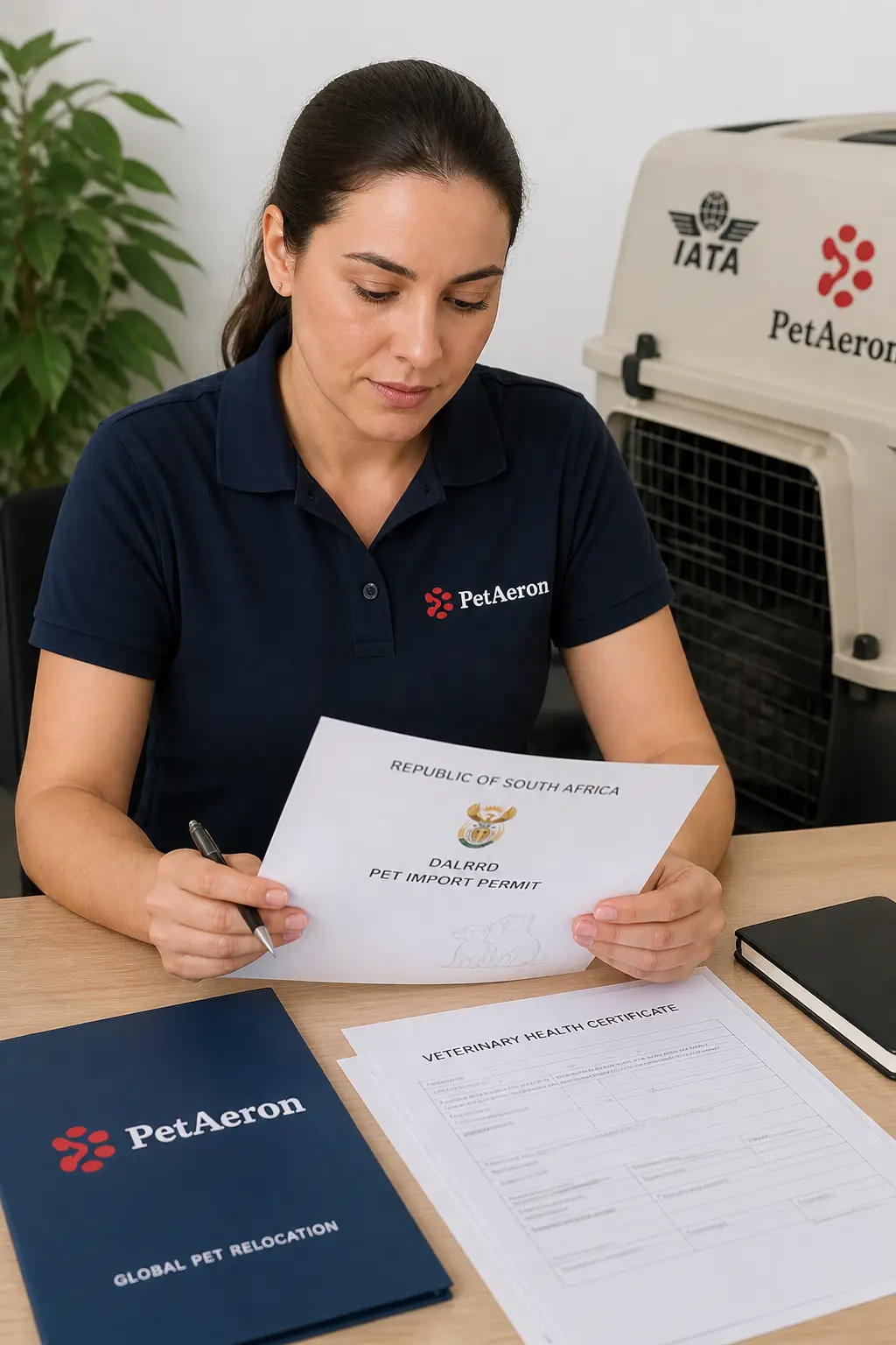 PetAeron specialist managing pet transport from India to South Africa with DALRRD import permit document checks