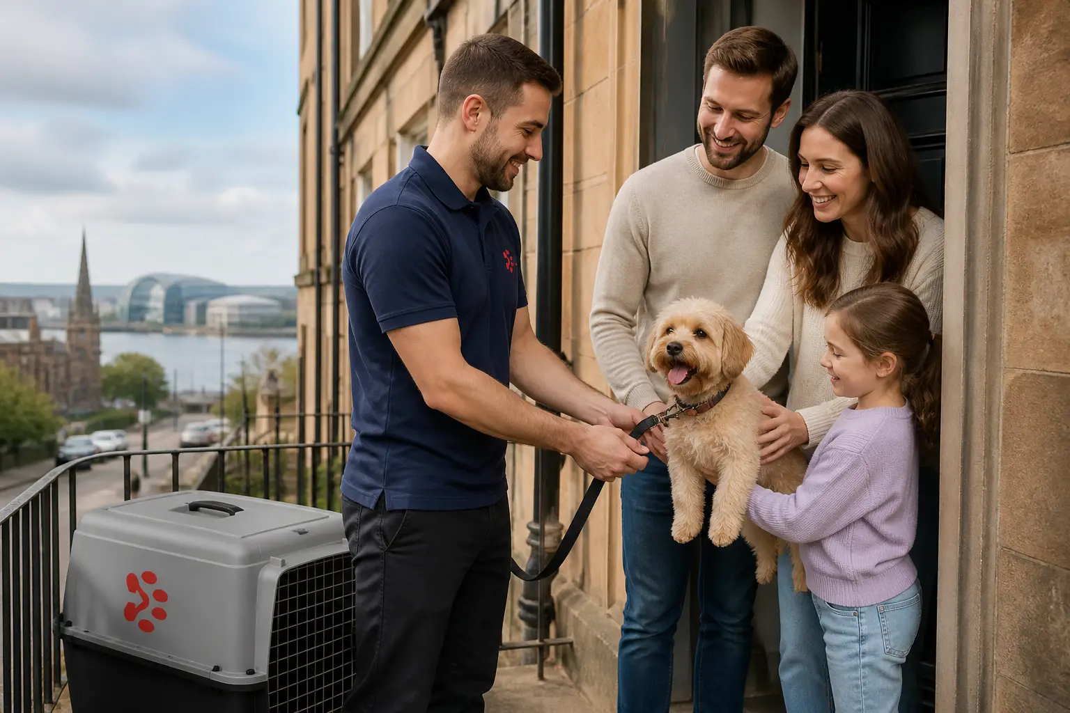 Door-to-door pet handover complete at Glasgow Scotland home after relocation from India