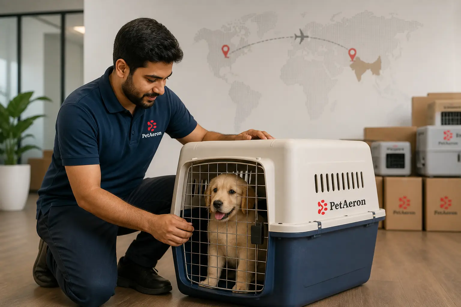 International pet relocation services from India to Liverpool, PetAeron specialist with IATA crate and route planning