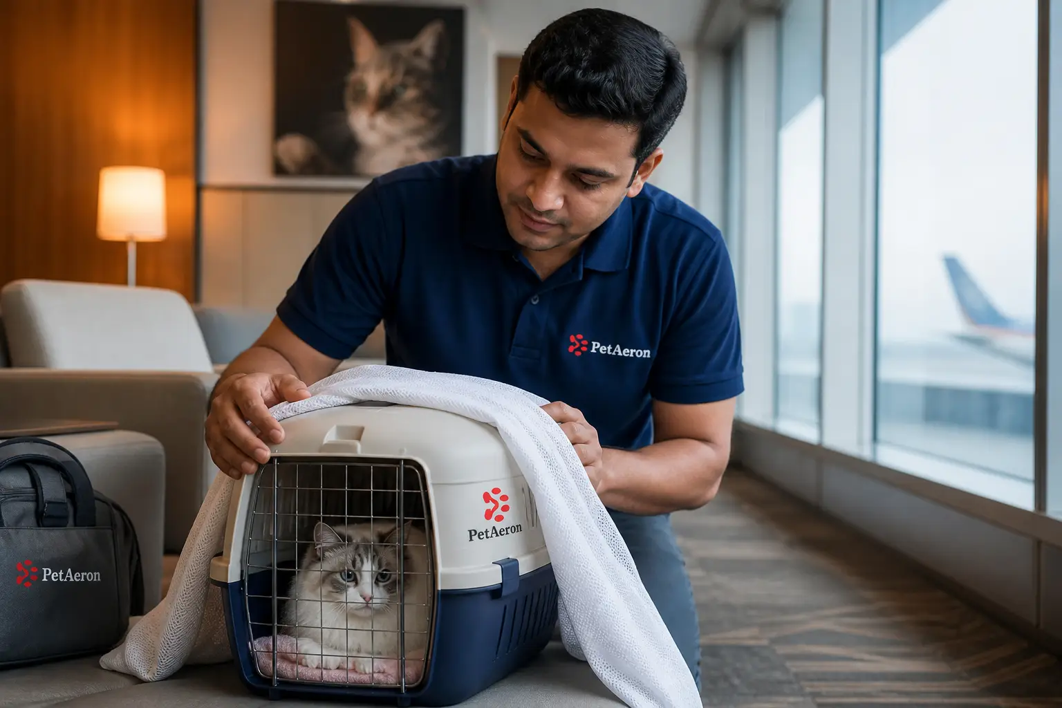 Cat relocation care for calmer Sheffield arrivals in PetAeron carrier