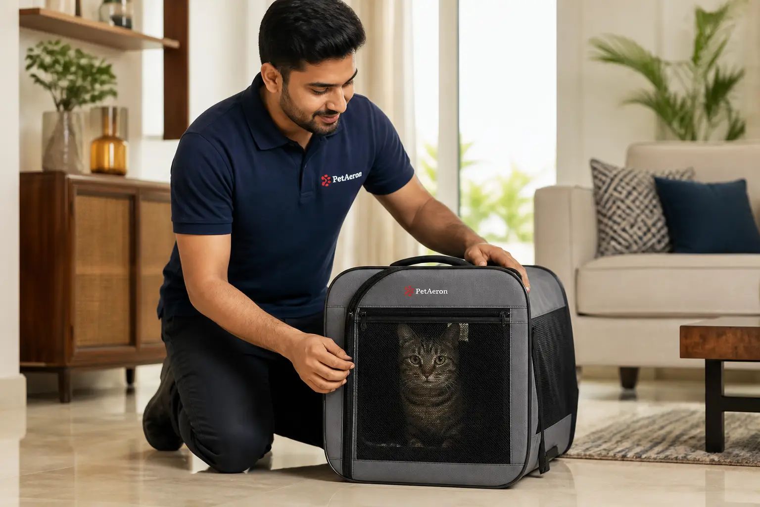 Cat relocation care for calmer Chicago arrivals in PetAeron carrier