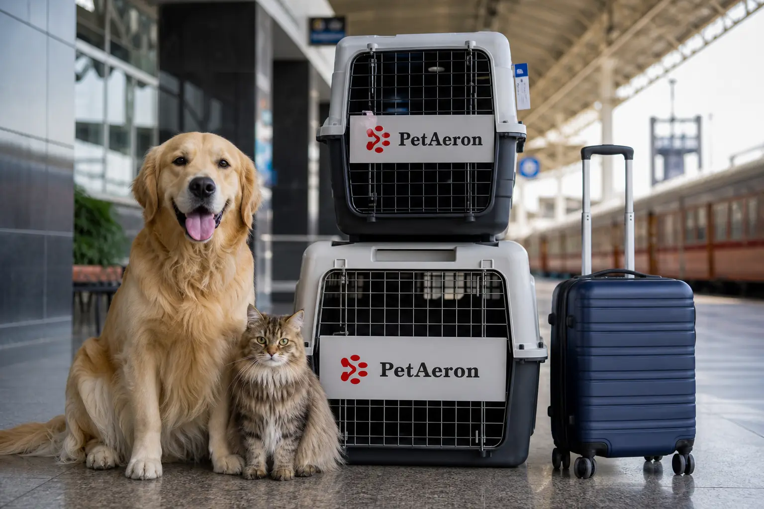 Pet train transfer in India before international flight to New York