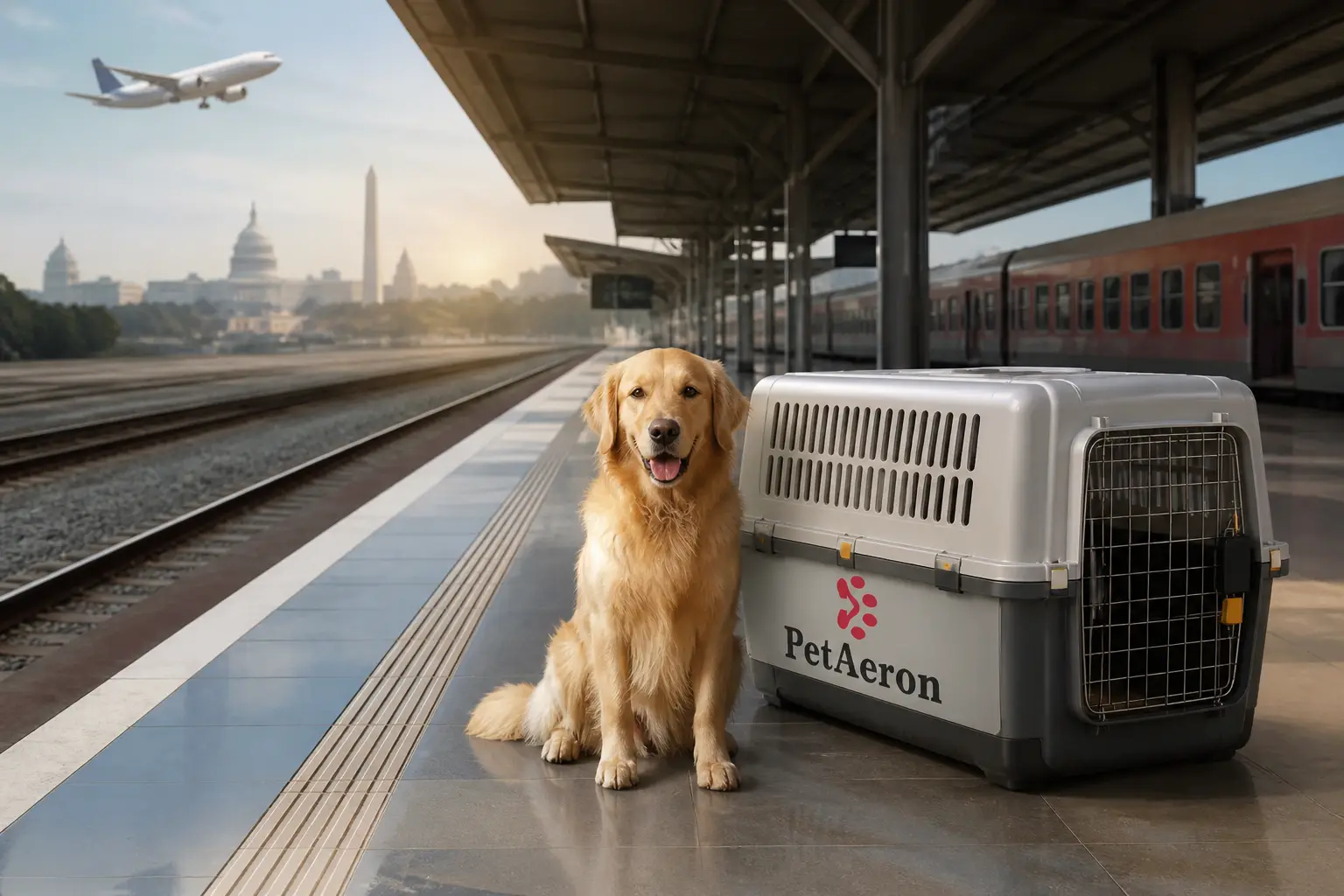 Pet train transfer in India before international flight to Washington DC