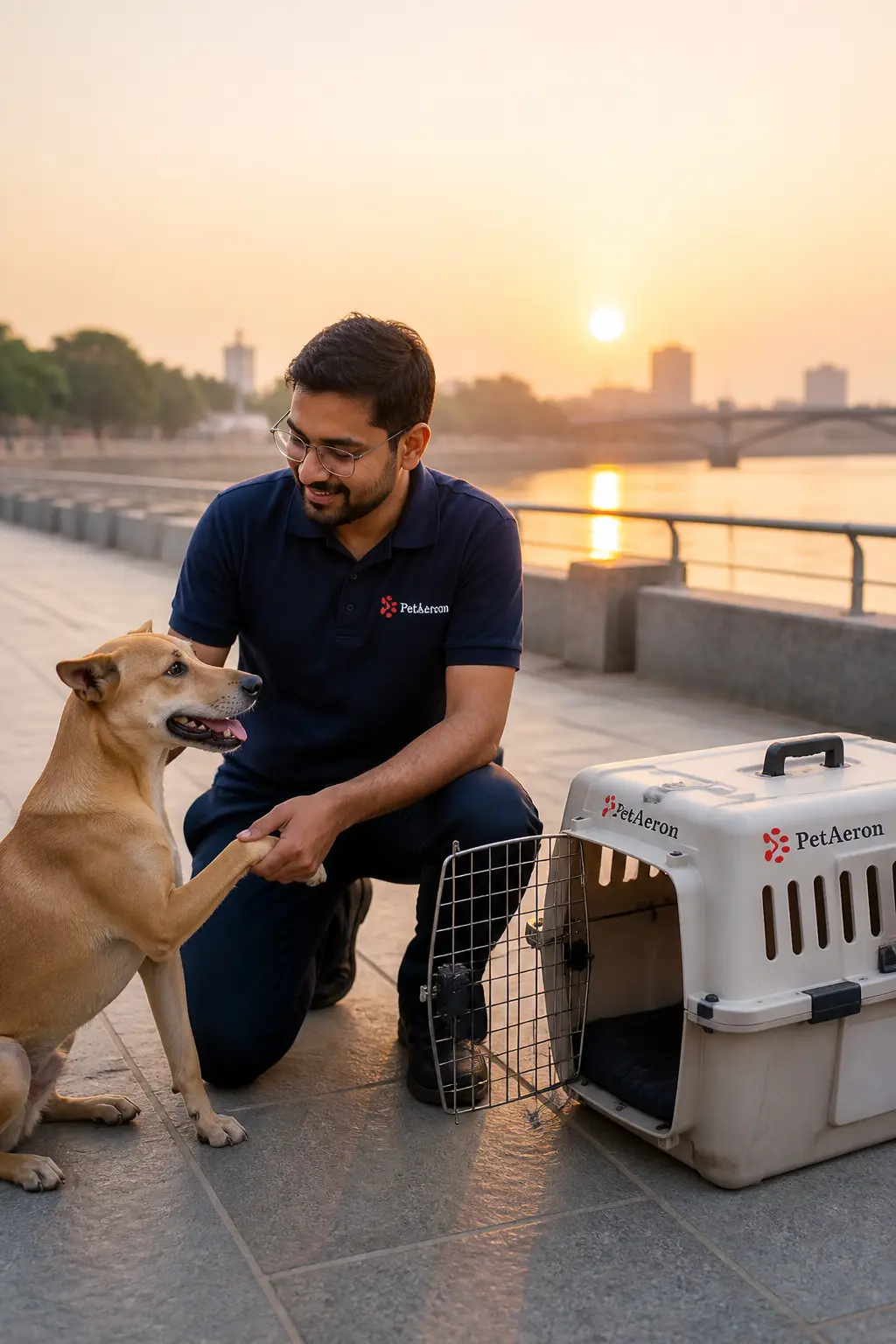 PetAeron specialist managing pet relocation services in Ahmedabad with calm pet-first handling