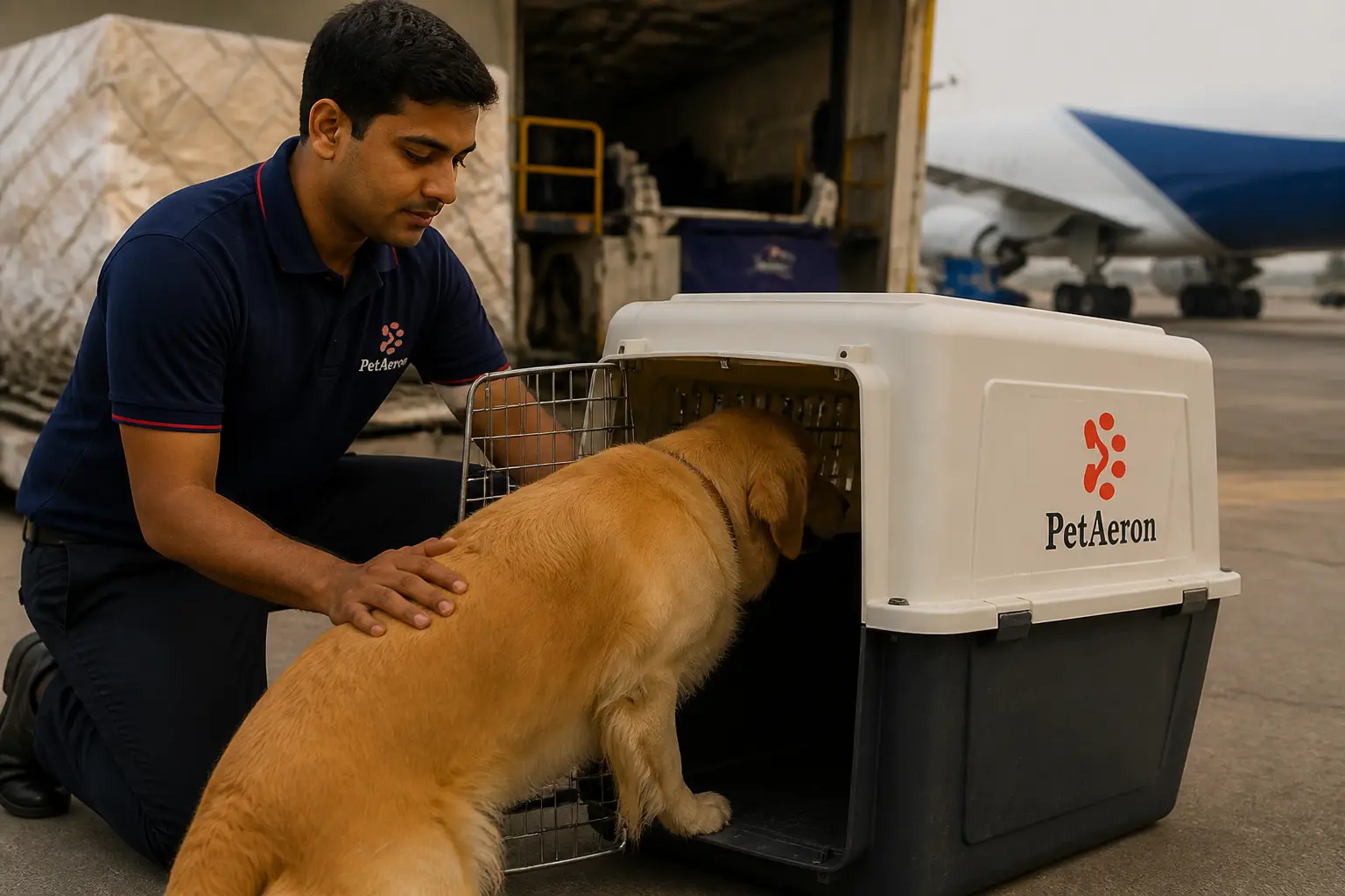 Crate readiness and calm air travel handling for pet relocation from Chennai with PetAeron