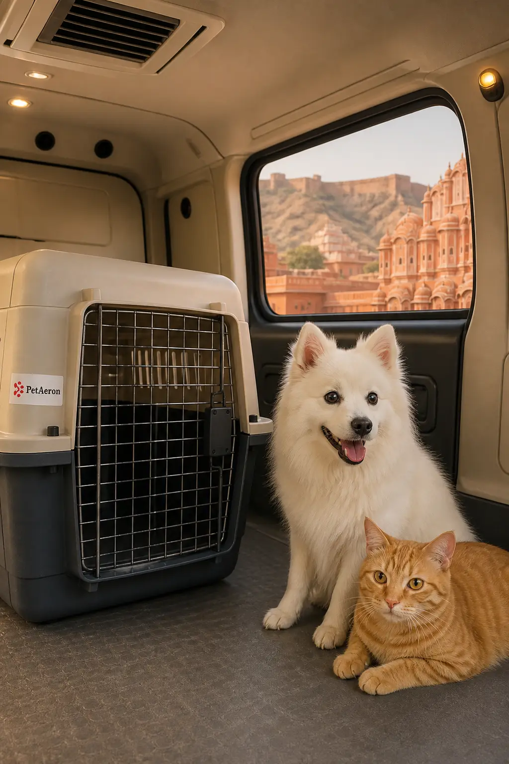 Domestic pet relocation from Jaipur by PetAeron with IATA crate and door-to-door care