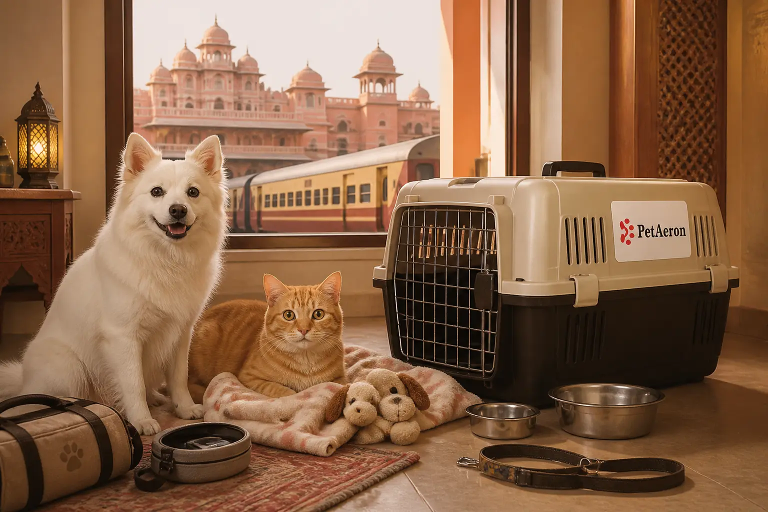 Dog and cat train travel planning with comfort in mind for pet relocation from Jaipur