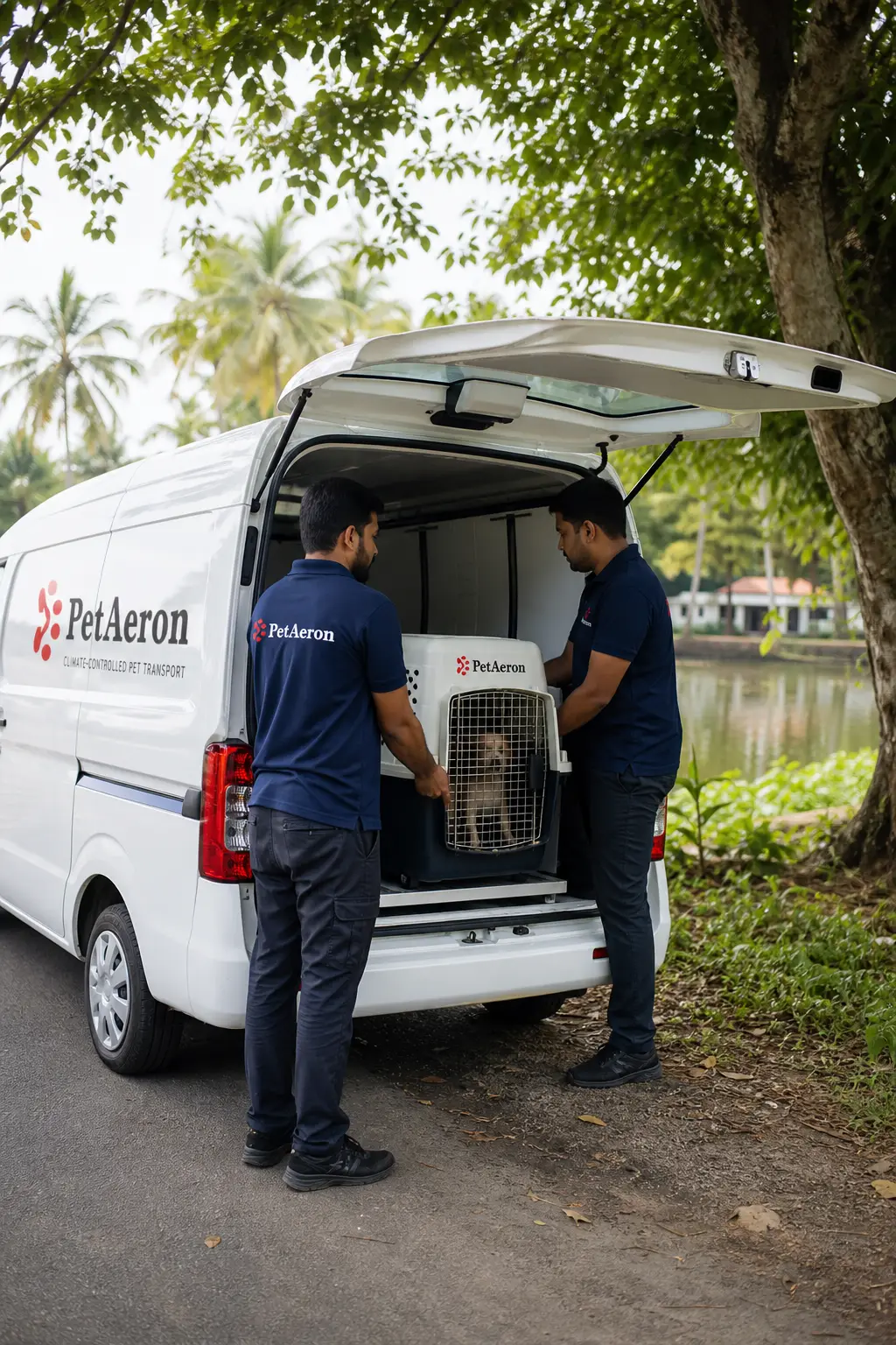 Door-to-door domestic pet relocation from Kochi with PetAeron climate-controlled pet transport van