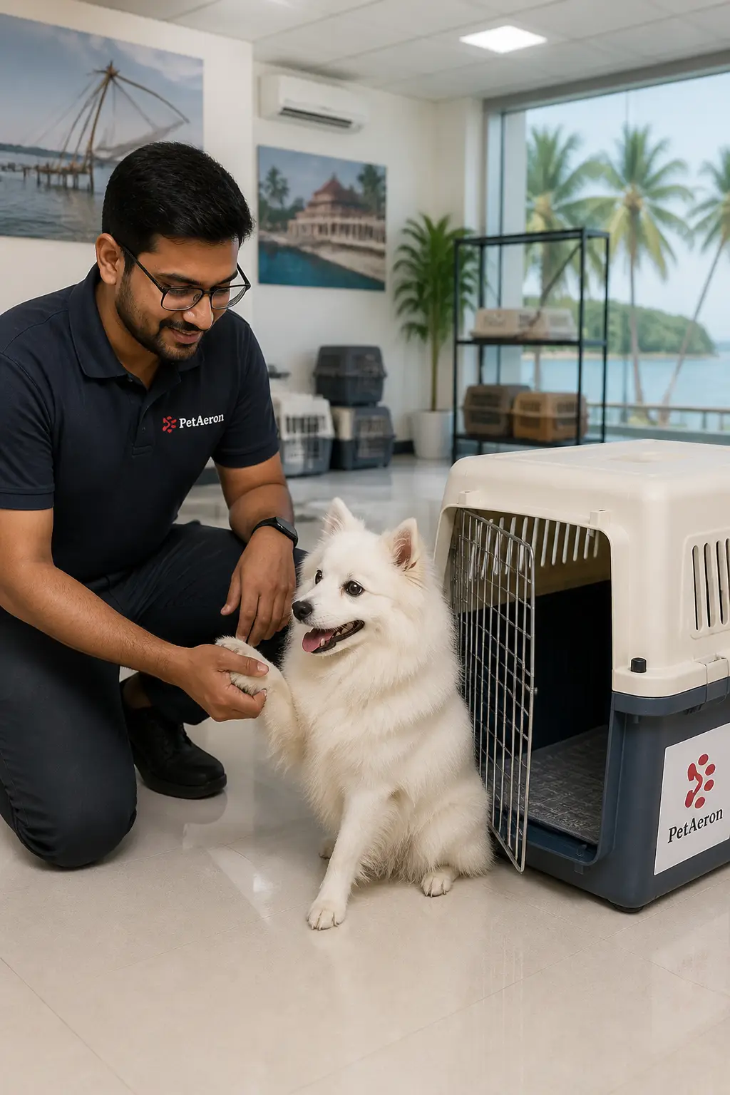 PetAeron specialist managing pet relocation services in Kochi with calm pet-first handling