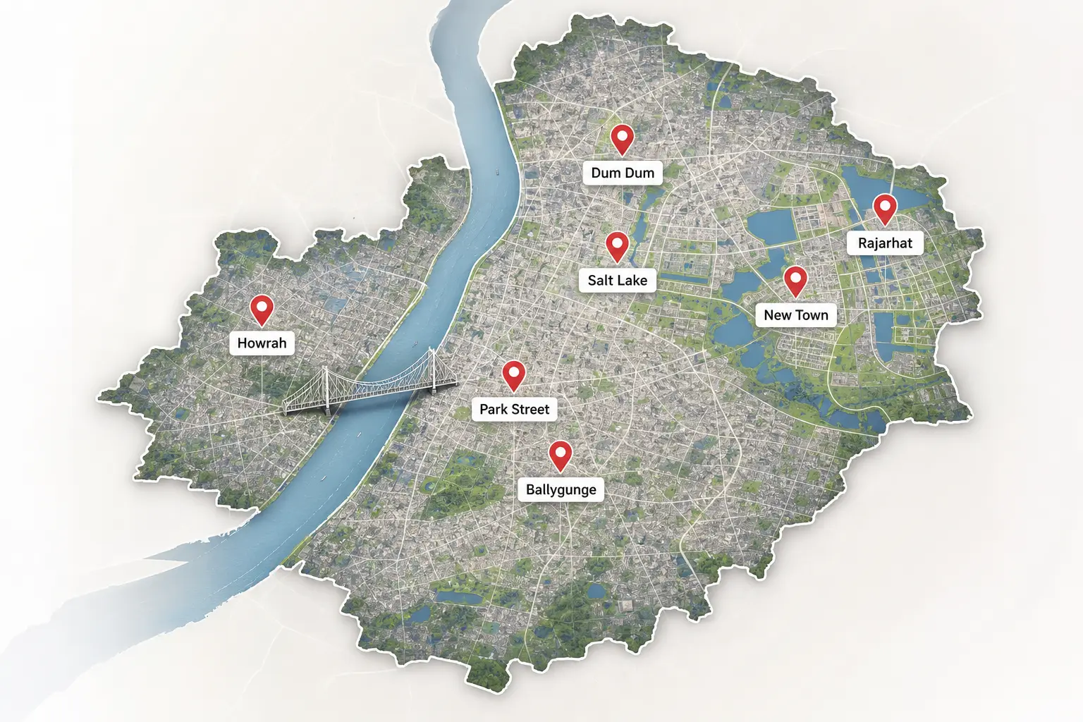 Areas we cover across Kolkata for pet relocation and pet transport