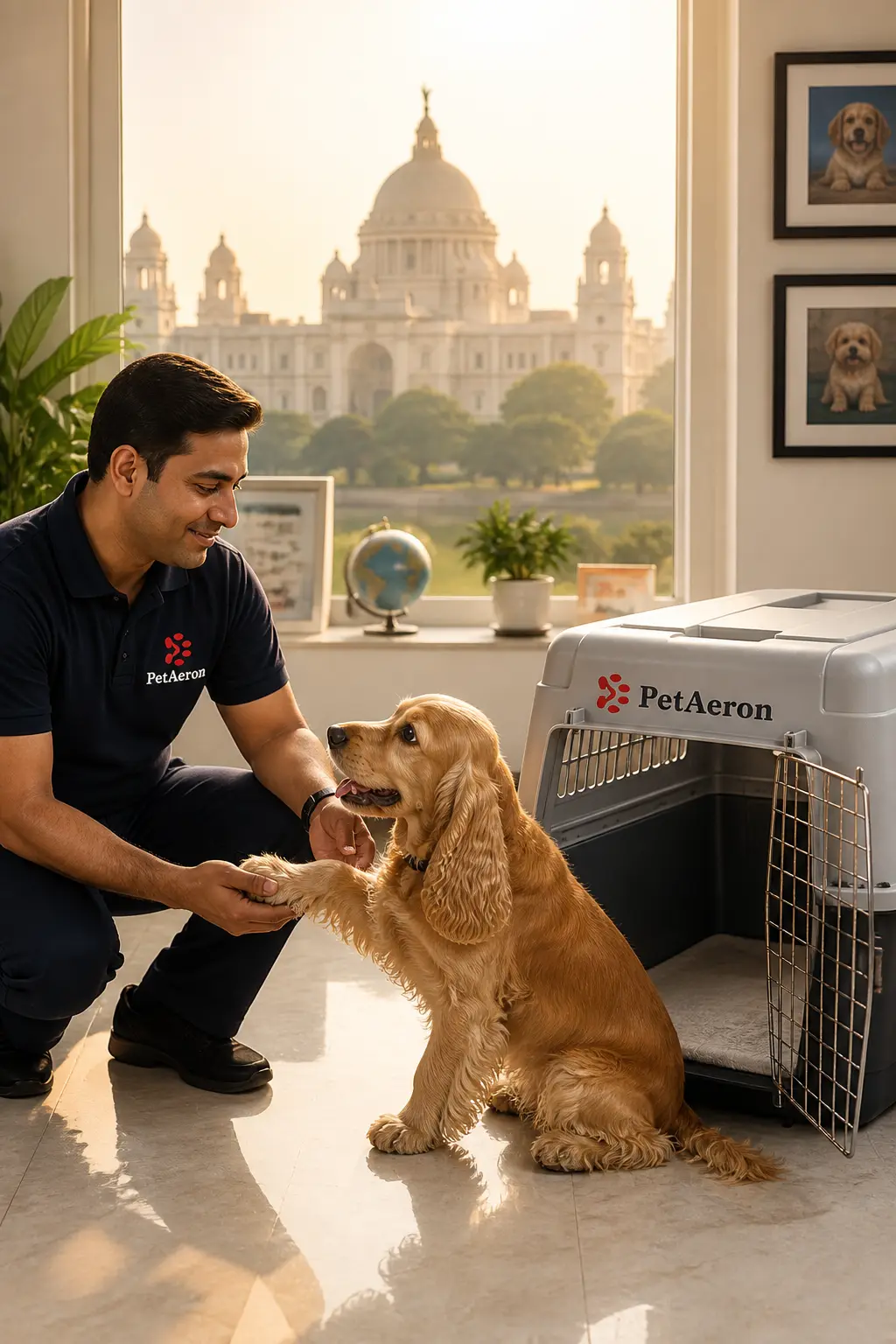 PetAeron specialist managing pet relocation services in Kolkata with calm pet-first handling