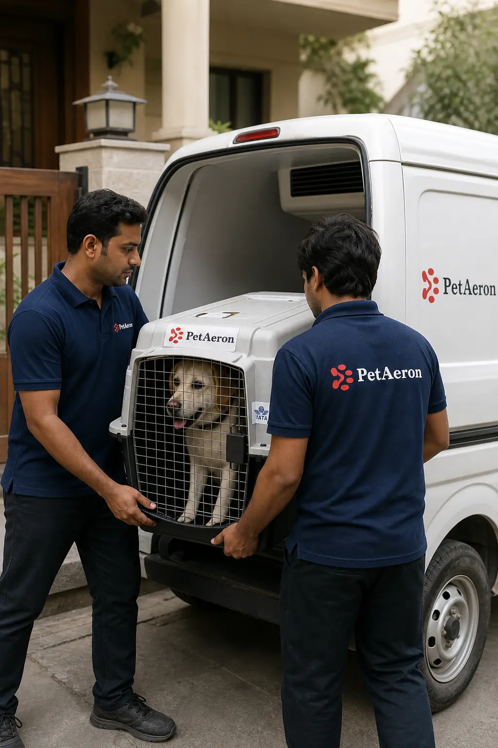 Door-to-door domestic pet relocation from New Delhi with PetAeron climate-controlled pet transport van